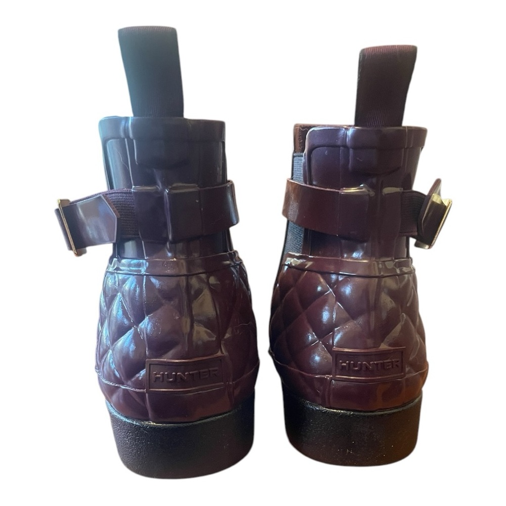 New Hunter Refined Slim-Fit Quilted Gloss Chelsea Rain Boots Merlot Size 9 - Picture 5 of 11